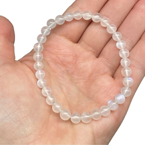 6mm Moonstone Beaded Stretch Bracelet Stone Gemstone Crystal Stretchy - Picture 5 of 5